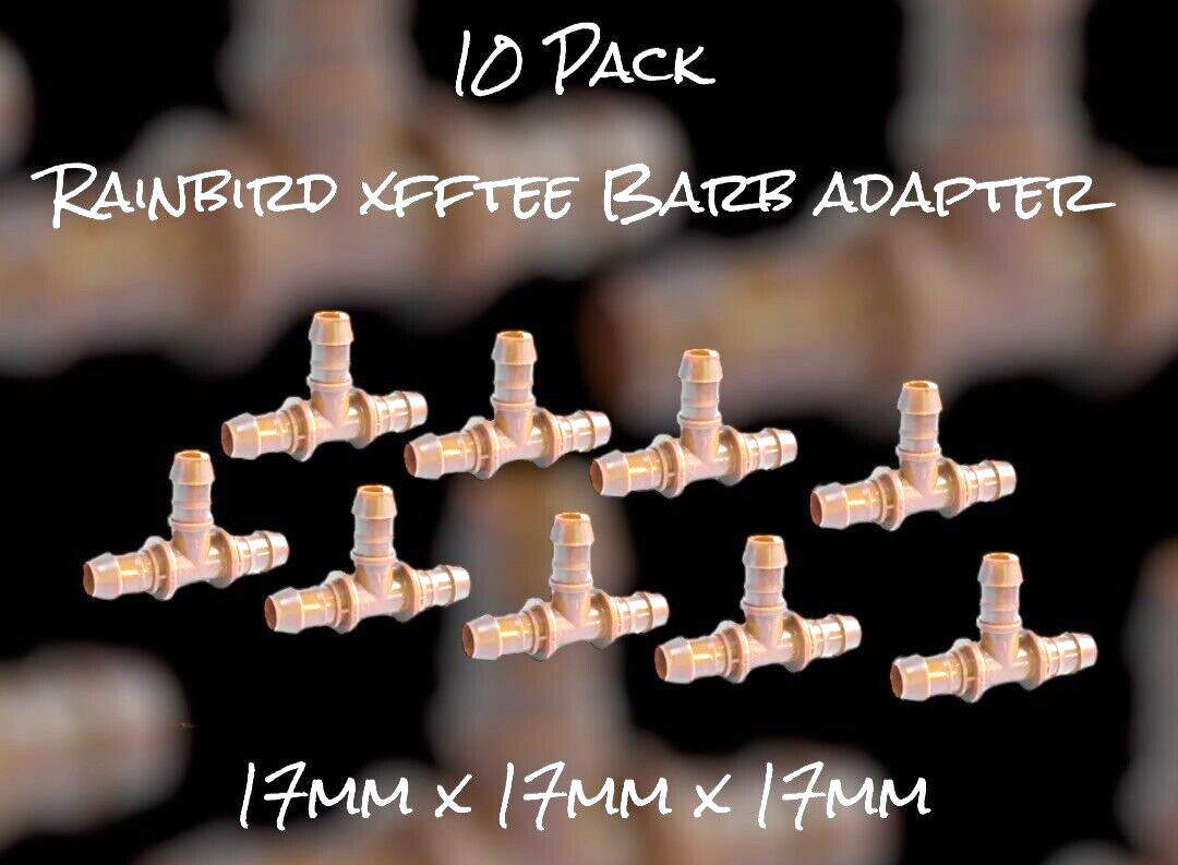 10-Pack | Rain Bird XFFTEE Barbed Tee Adapter 17mm x 17mm x17mm (1/2 inch)