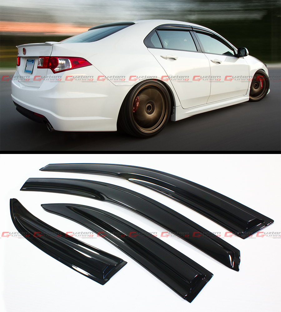 FOR 2009-14 ACURA TSX 4 DOOR SEDAN CU2 WAVY STYLE SMOKE WINDOW RAIN GUARD VISOR