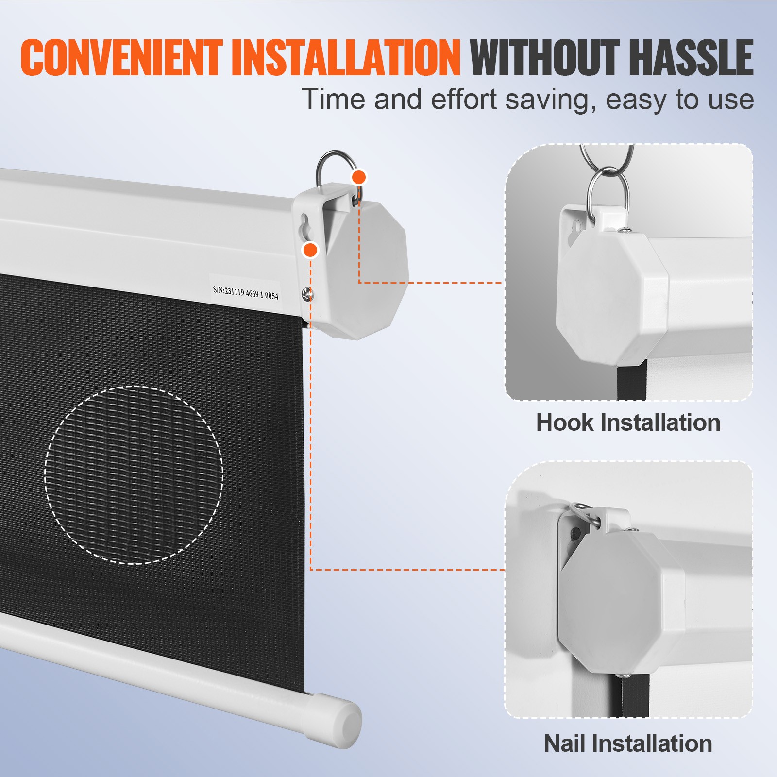 VEVOR Manual Pull Down Projector Screen 100 inch 16:9 4K 1080 HD Retractable