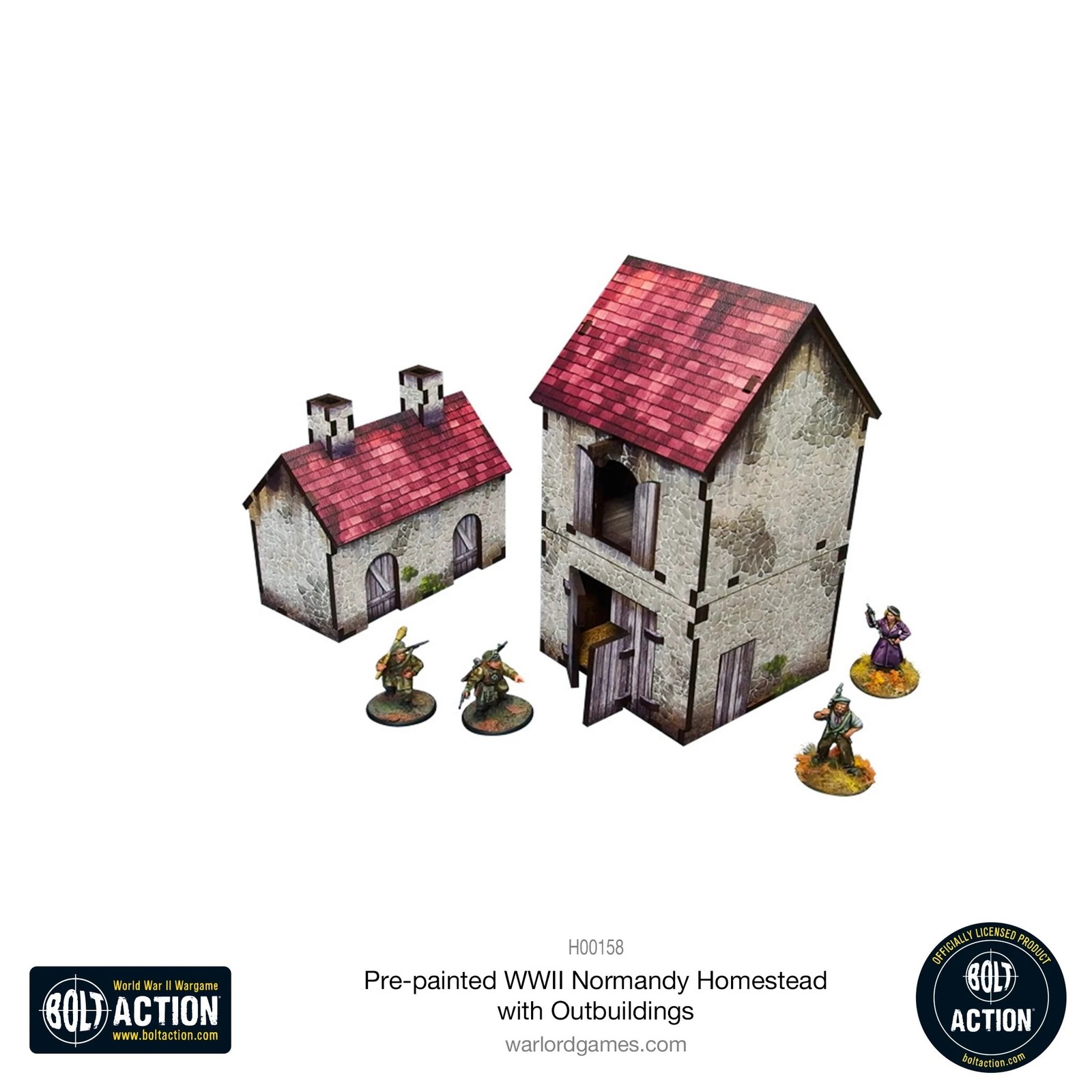 Micro Art Studio: Pre Painted WWII Normandy Homestead w/ Outbuildings