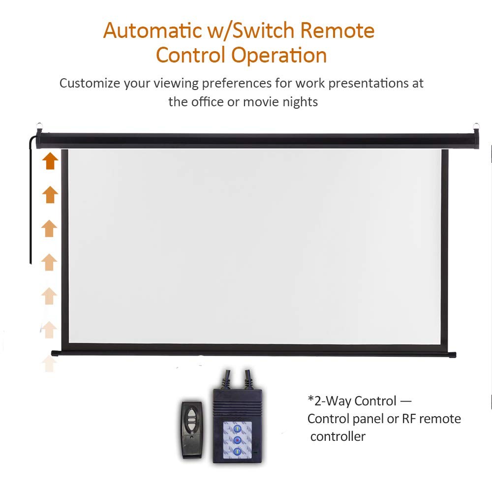 Motorized Projector Screen with Remote Control, 100 inch 16:9 HD Diagonal
