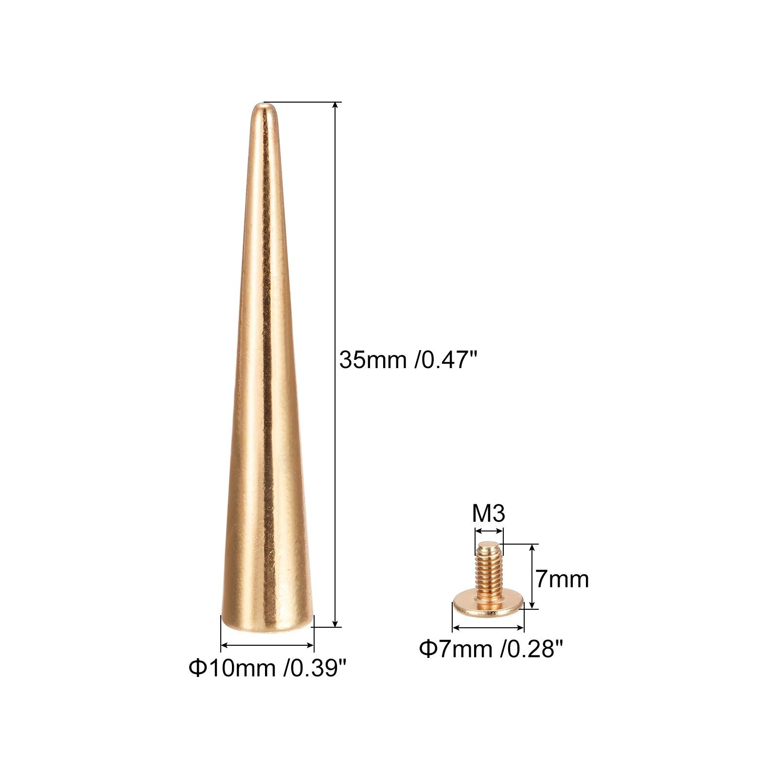 10x55mm Screw Back Rivets, 15 Sets Solid Leather Studs for DIY Gold Tone