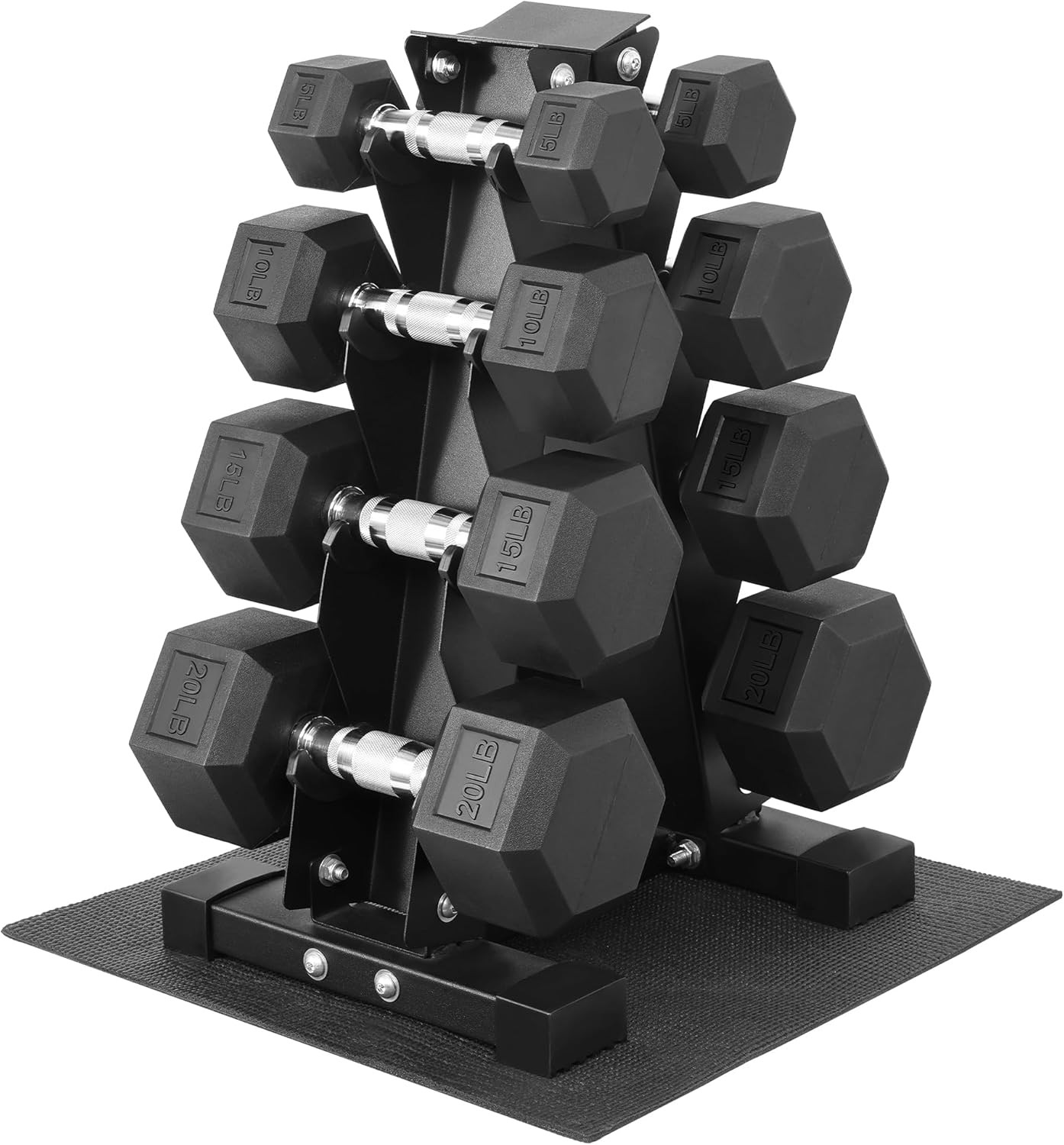 Rubber Coated Hex Dumbbell Set with Storage Rack, 100/150/200/550 LB Hand Weight