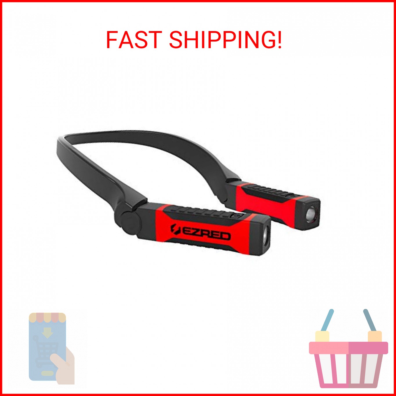 EZRED Bright NK10 ANYWEAR Neck Light for Hands-Free Lighting, Red and Black, Per