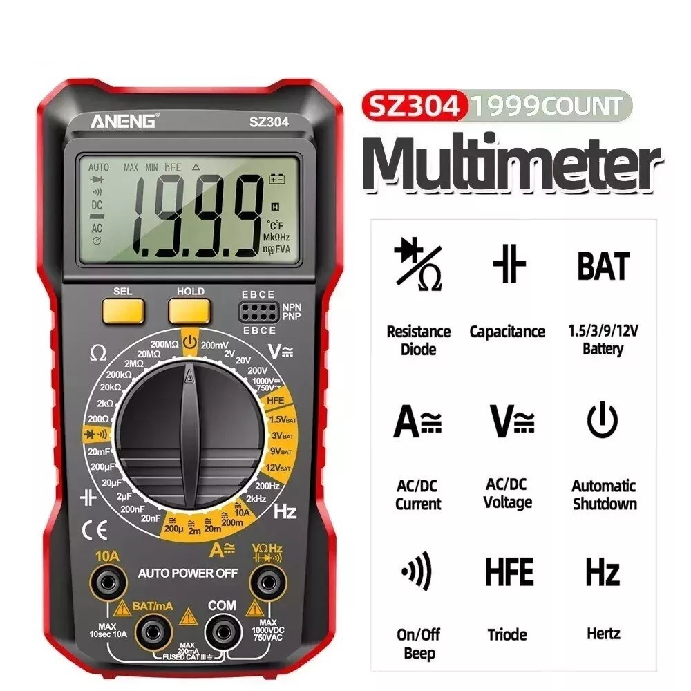 Digital Multimeter AC DC Voltmeter Ammeter Ohmmeter Volt Tester Meter WITH BATTs