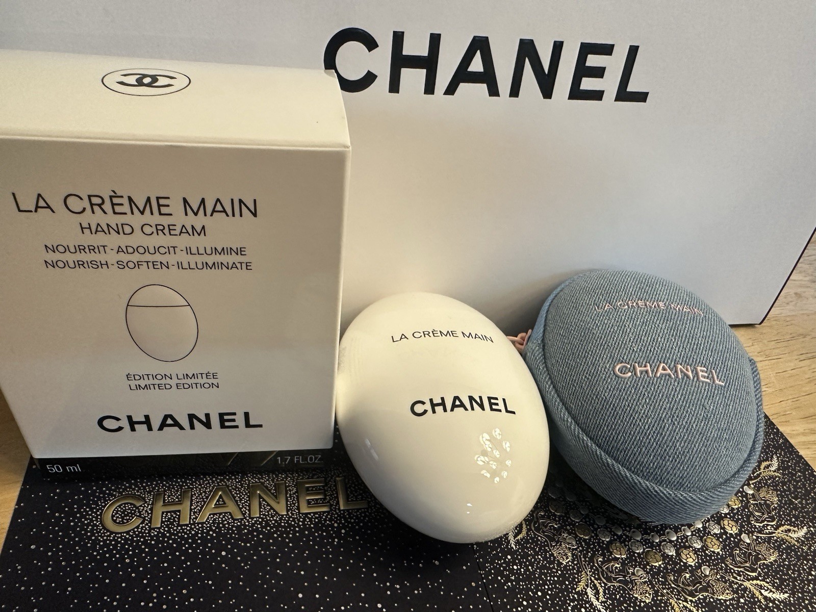 CHANEL LA CRÈME MAIN Hand Cream & Denim Pouch - 2026 Denim Limited Edition BNIB