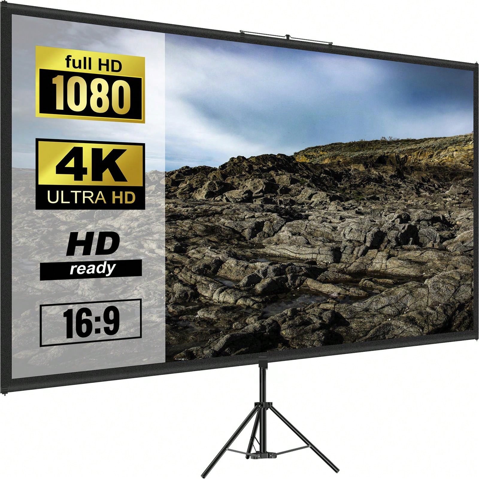 Projector Screen With Support Mobile/Flat Foot/Wall Mounted 60-110 In 16:9 4K HD