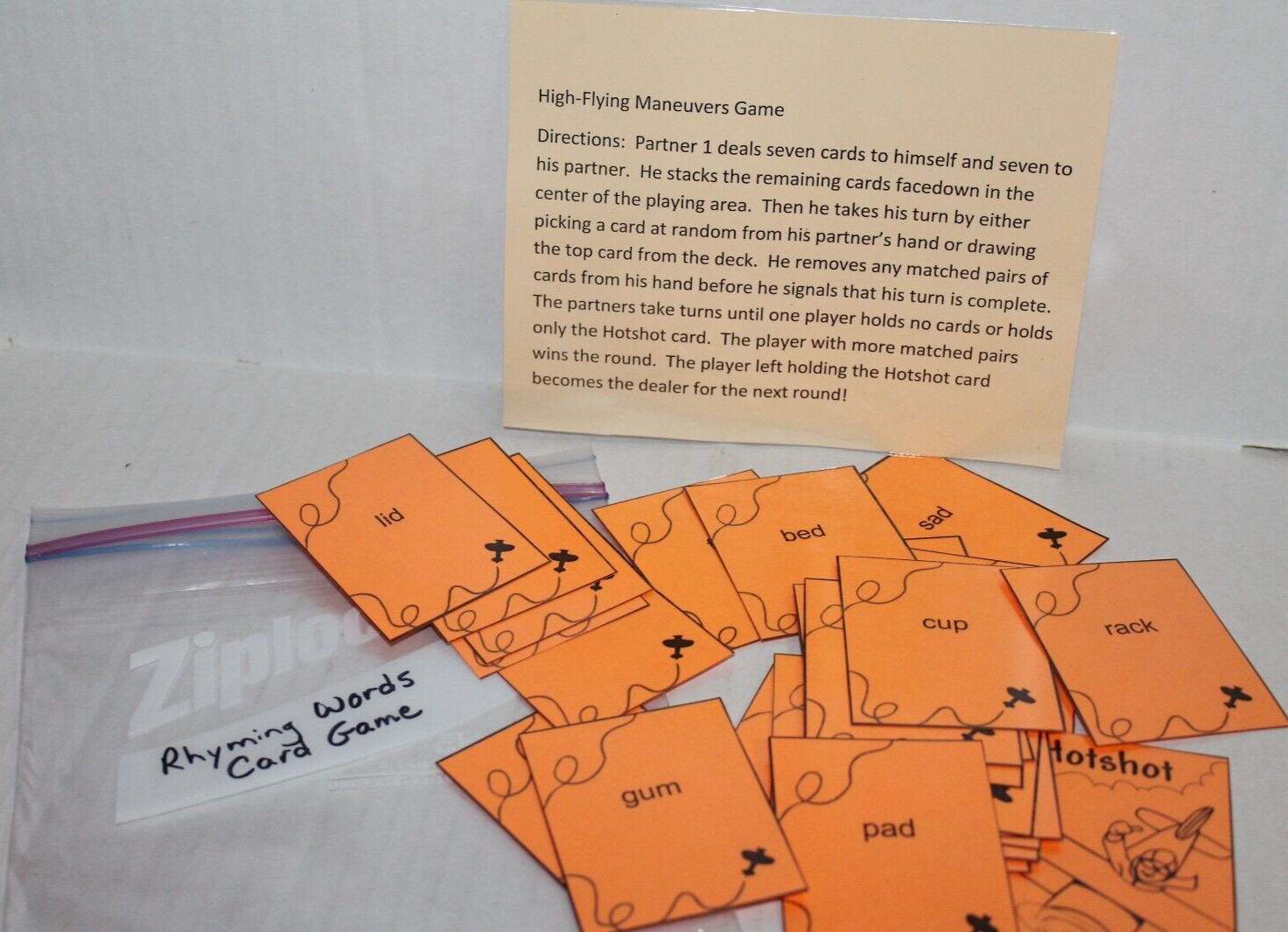 Rhyming Words Card Game Language Arts Center Activity Grades 1-2 Teacher-Made