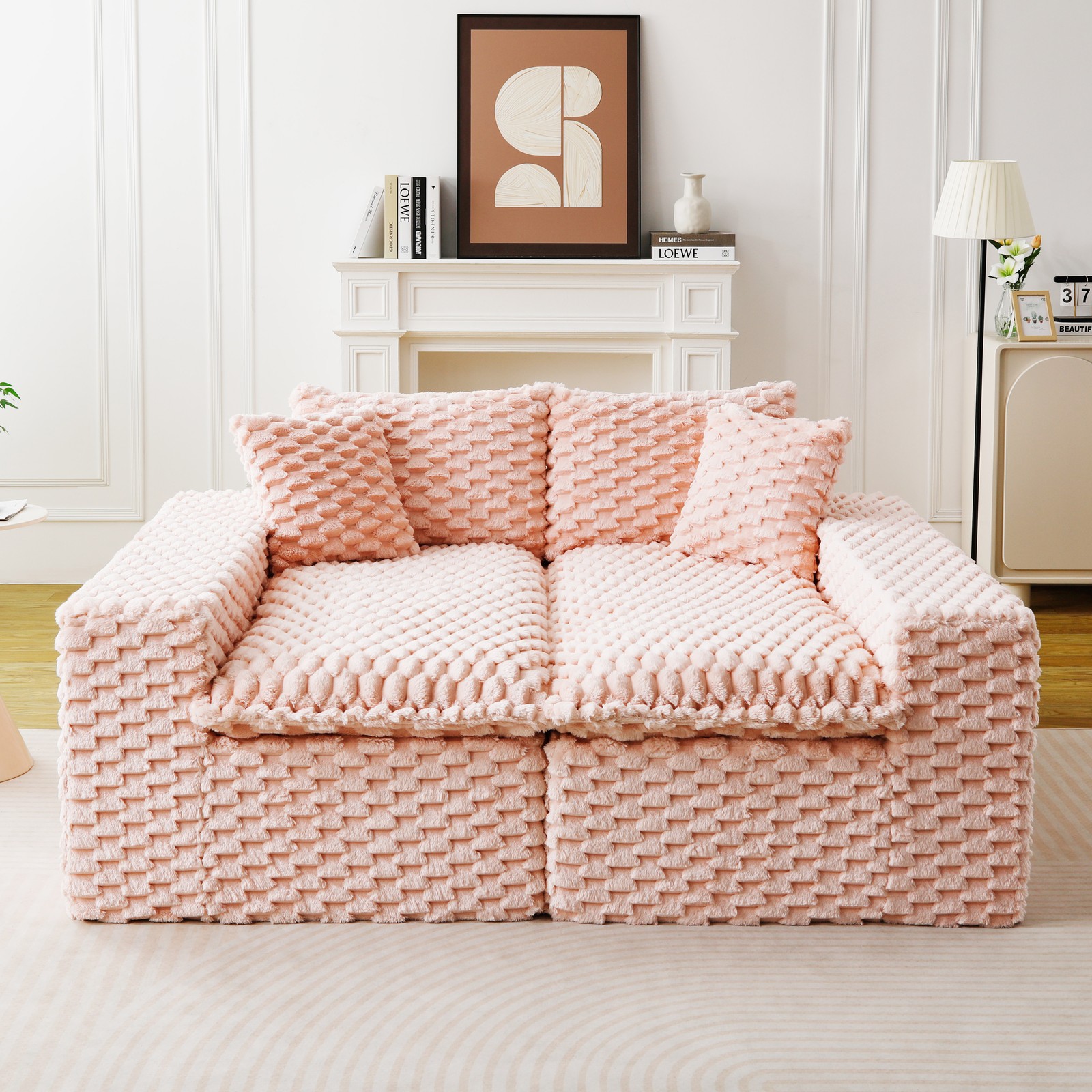 Luxury Pink Turtle Velvet Multifunctional Sofa - Arrangeable in Single Row, Sid