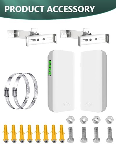 Wireless Bridge with 2 Bracket Mounts, 3KM 5.8G Outdoor Point to Point CPE for