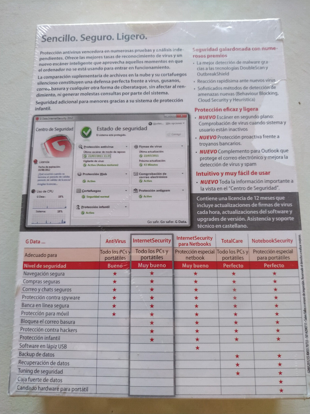 G Data Internet Security 2012 Android 1 Mobile + 1 Año Activation License Key AM