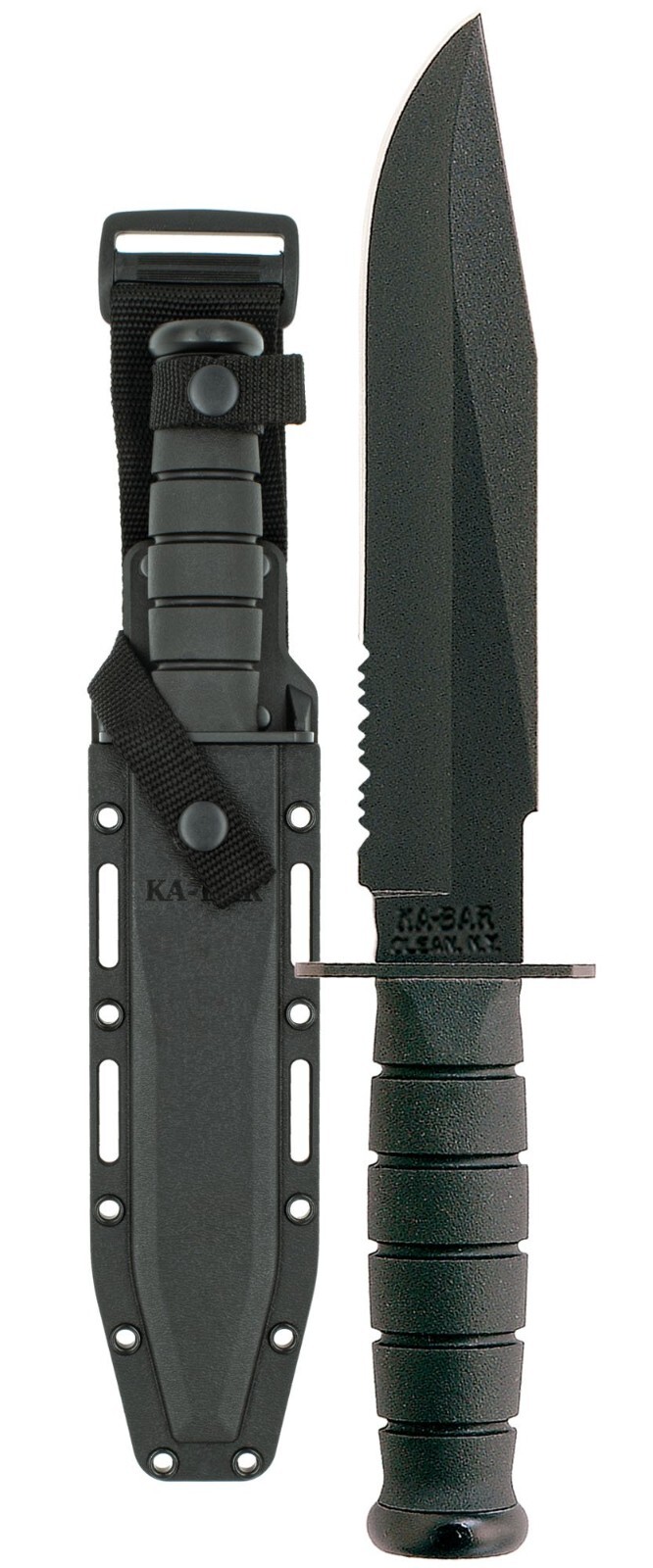 KABAR FIGHTER BLACK PARTIALLY SERRATED EDGE HARD PLASTIC SHEATH 1271