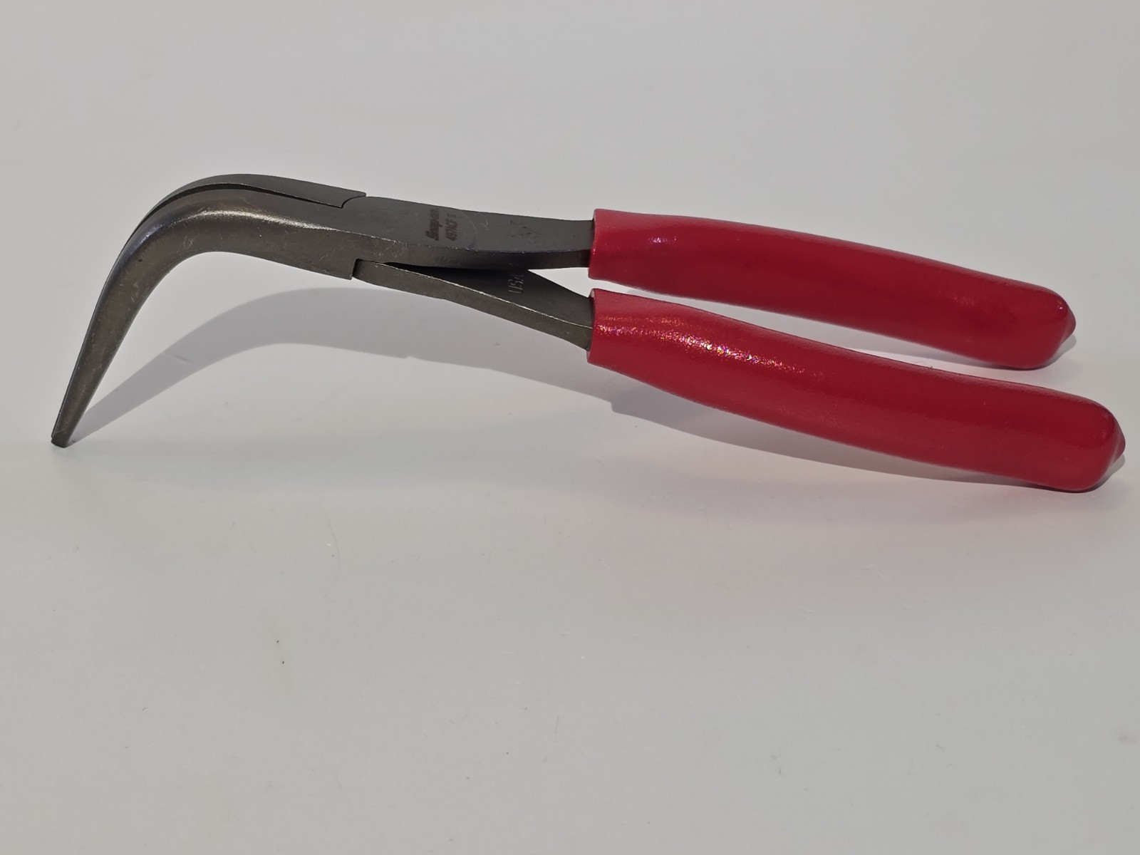 NEW! 🇺🇸 Snap-on Tools RED Soft Grip 7" 90⁰ Angle Jaw Needle Nose Pliers 497ACF