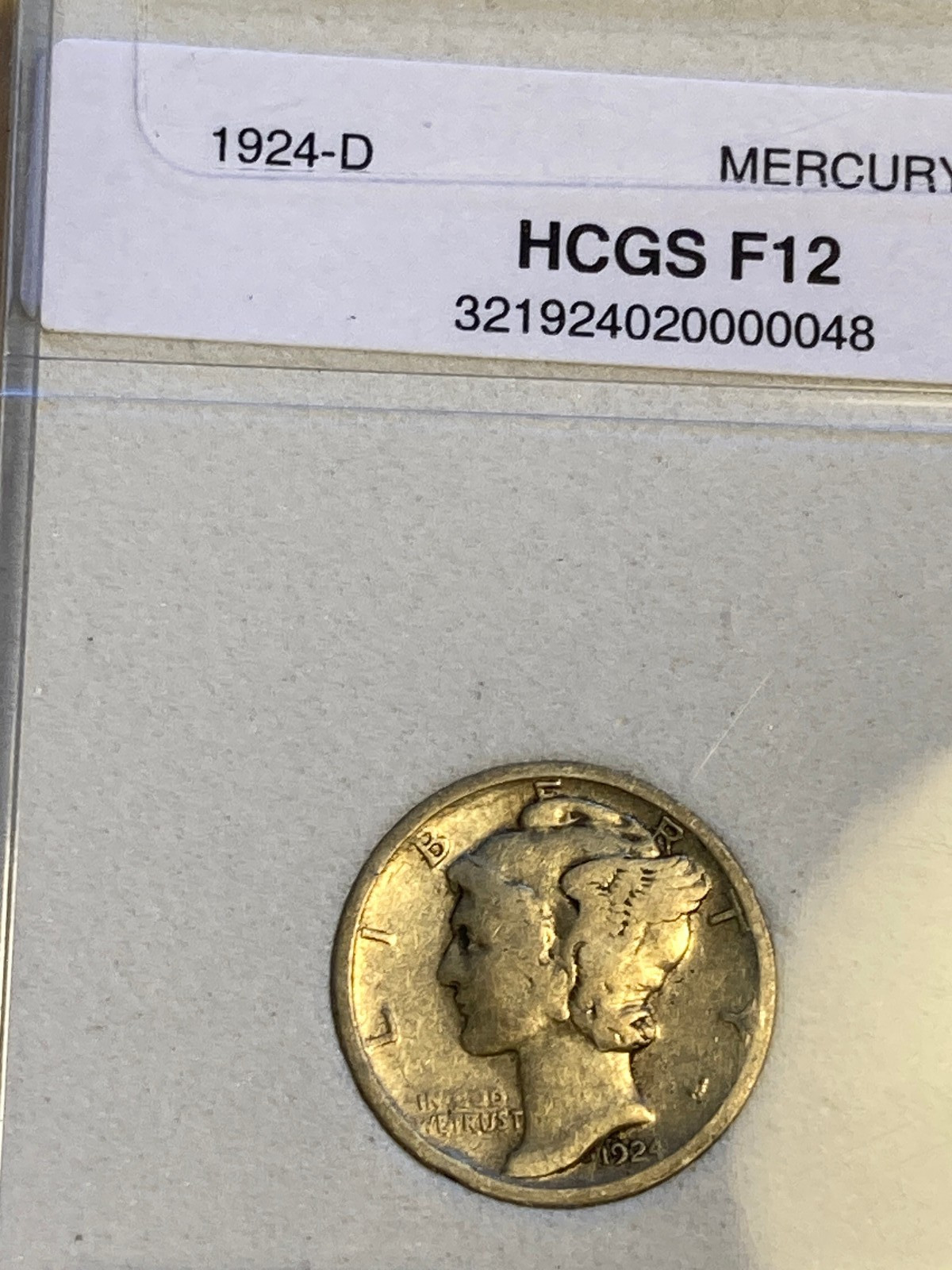 MERCURY DIMES, 4 SLABBED DIMES, FINE, VF...MINT MARKS