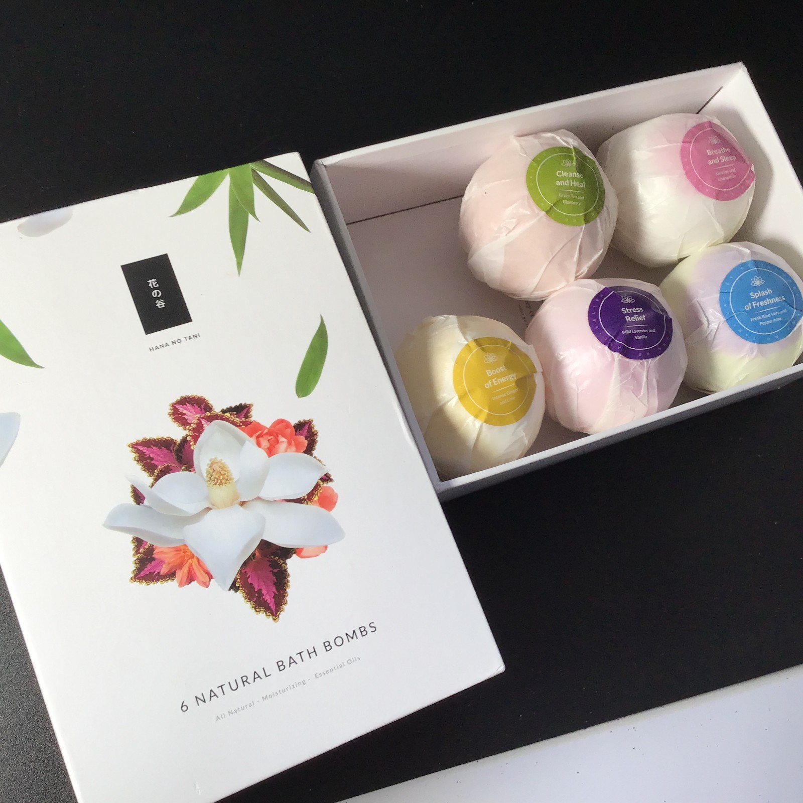 Hana No Tani 5 Natural Bath Bombs VALLEY OF FLOWERS Moisturize & Unwind 5 Aromas