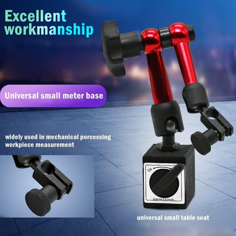 Red Adjustable Magnetic Base Holder for Dial Indicator - Precision & Stability