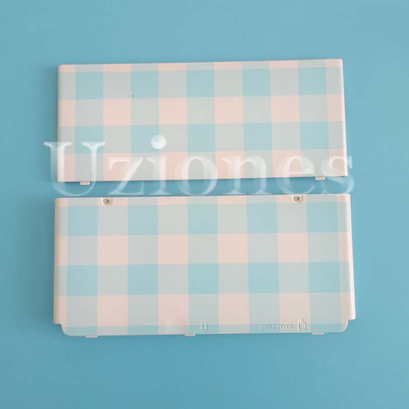 Top+Bottom Cover Housing Shell Faceplate For Nintendo New 3DS Blue & White Quilt