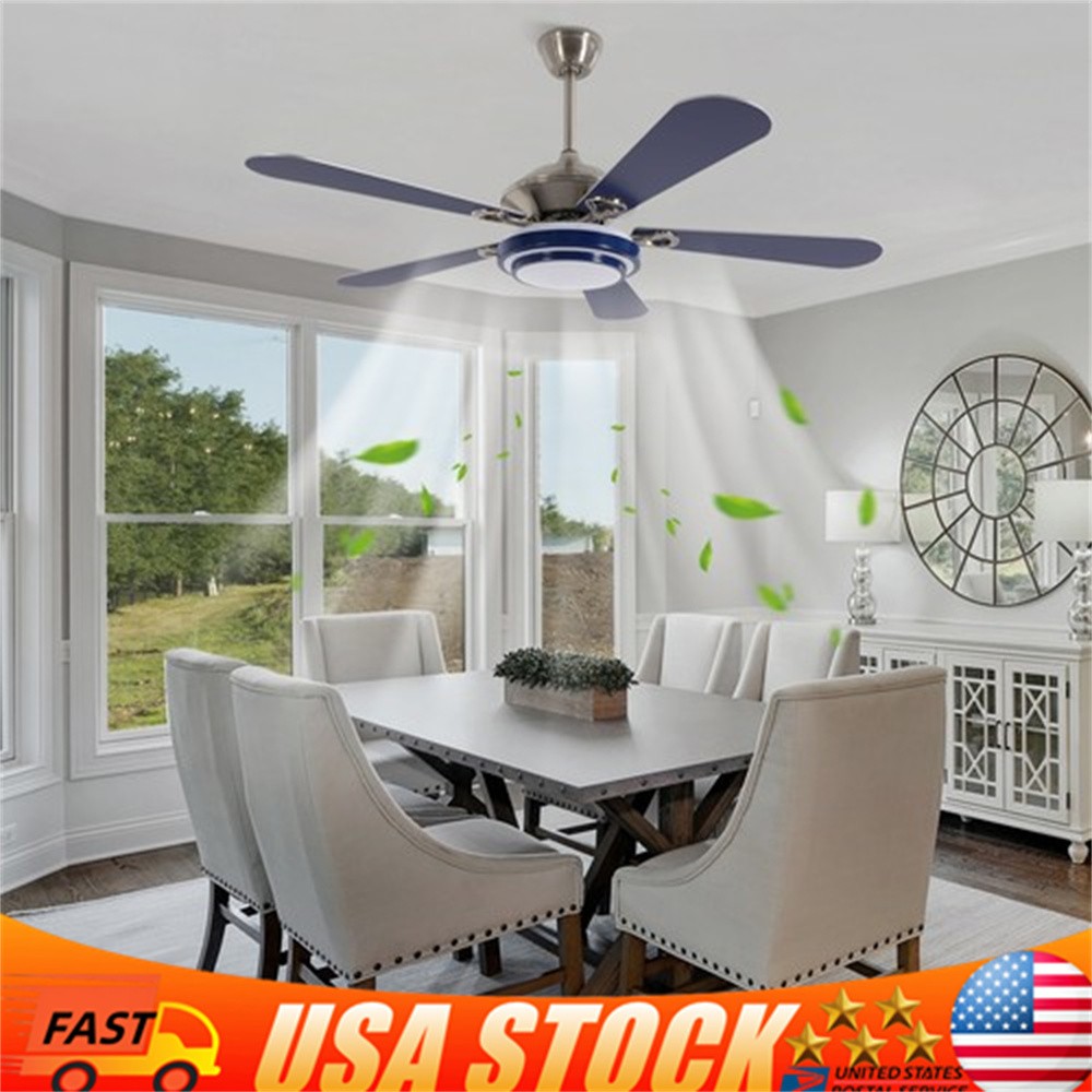 52'' Ceiling Fan with LED Light Remote 6 Speed 5 Blades Modern Fan Light 35W