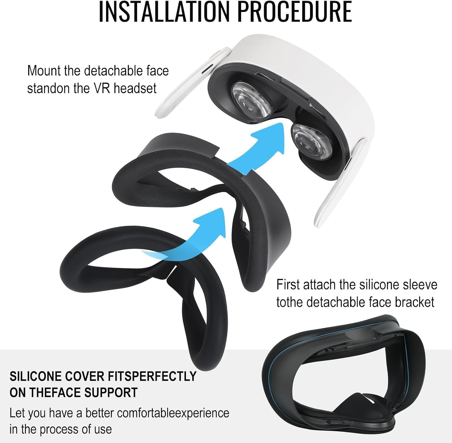 Silicone Face Pad Cover Compatible with Meta Quest 3S Accessories, Sweat-Proof
