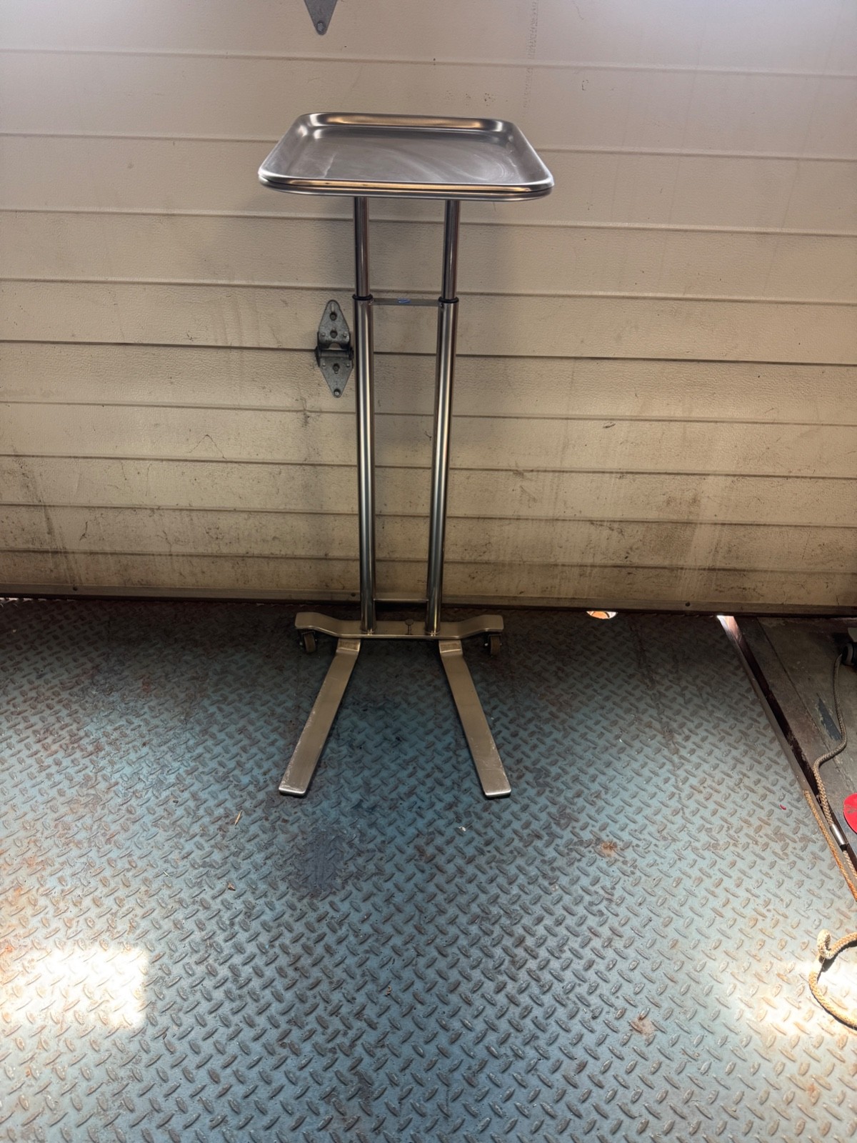 Pedigo P-1068-SS Foot-Operated Mayo Stand Stainless Steel Dual Post 13 x 19 Tray