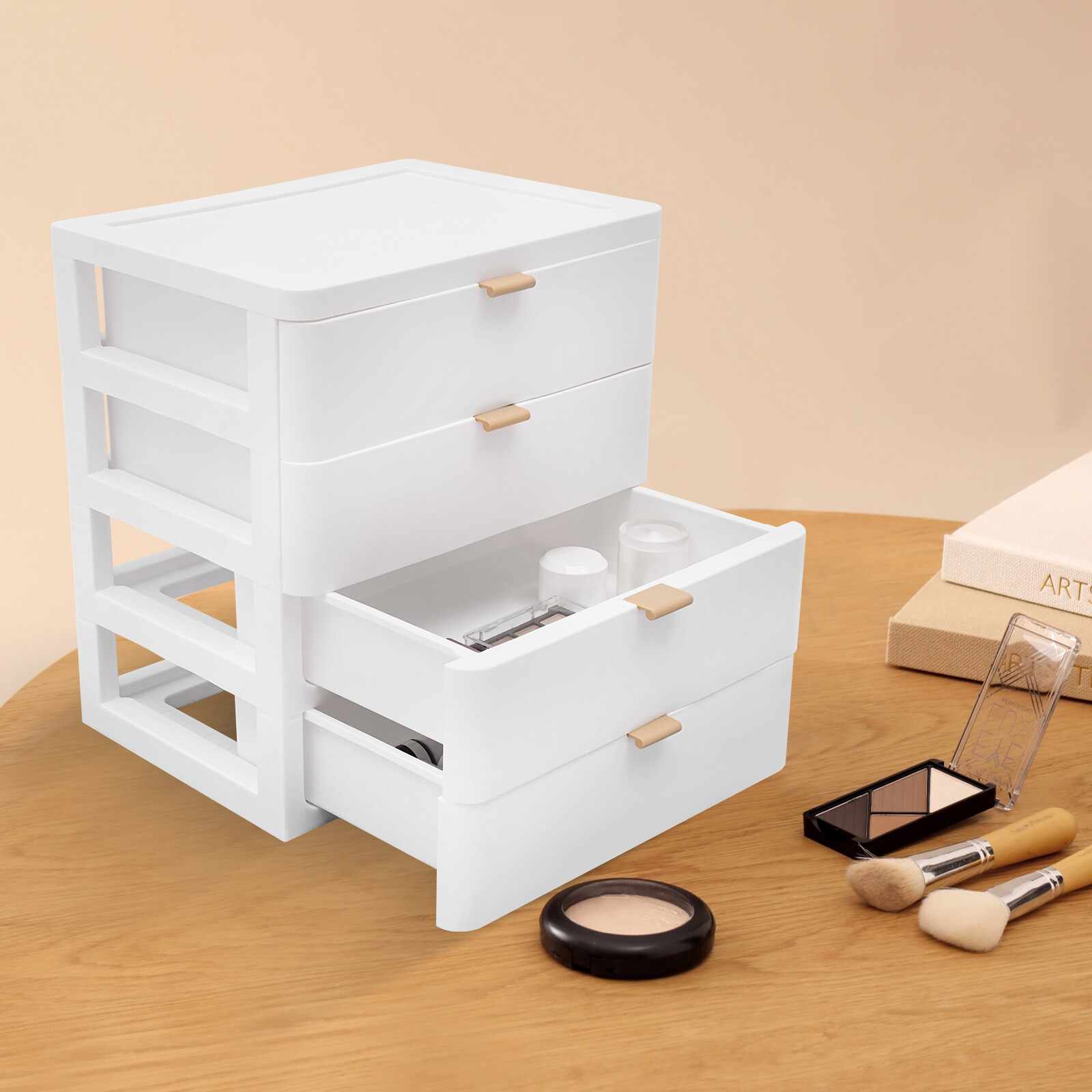 Modern Desktop Storage Box Drawer Organizer Desk Organizer with Drawer White NEW