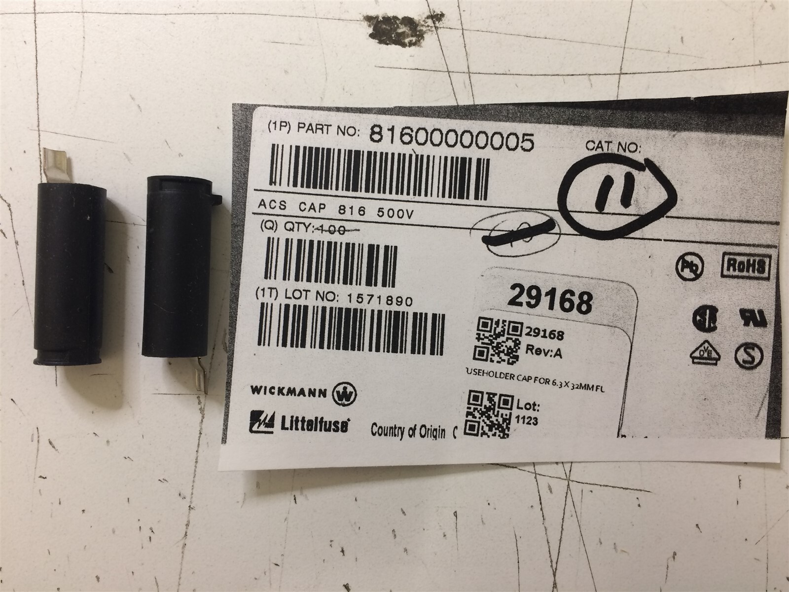 81600000005 WICKMAN FUSE HOLDER CAP FOR 6.3 X 32MM FUSE ROHS 6 PIECES
