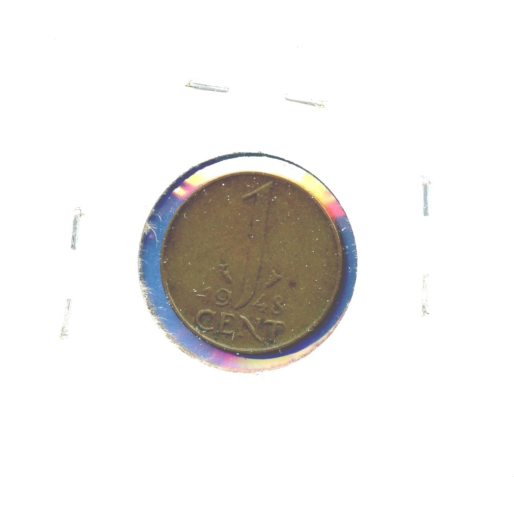 Lot of 2 Netherlands 1c Cent Coins 1954 Queen Juliana 1948 Queen Wilhelmina