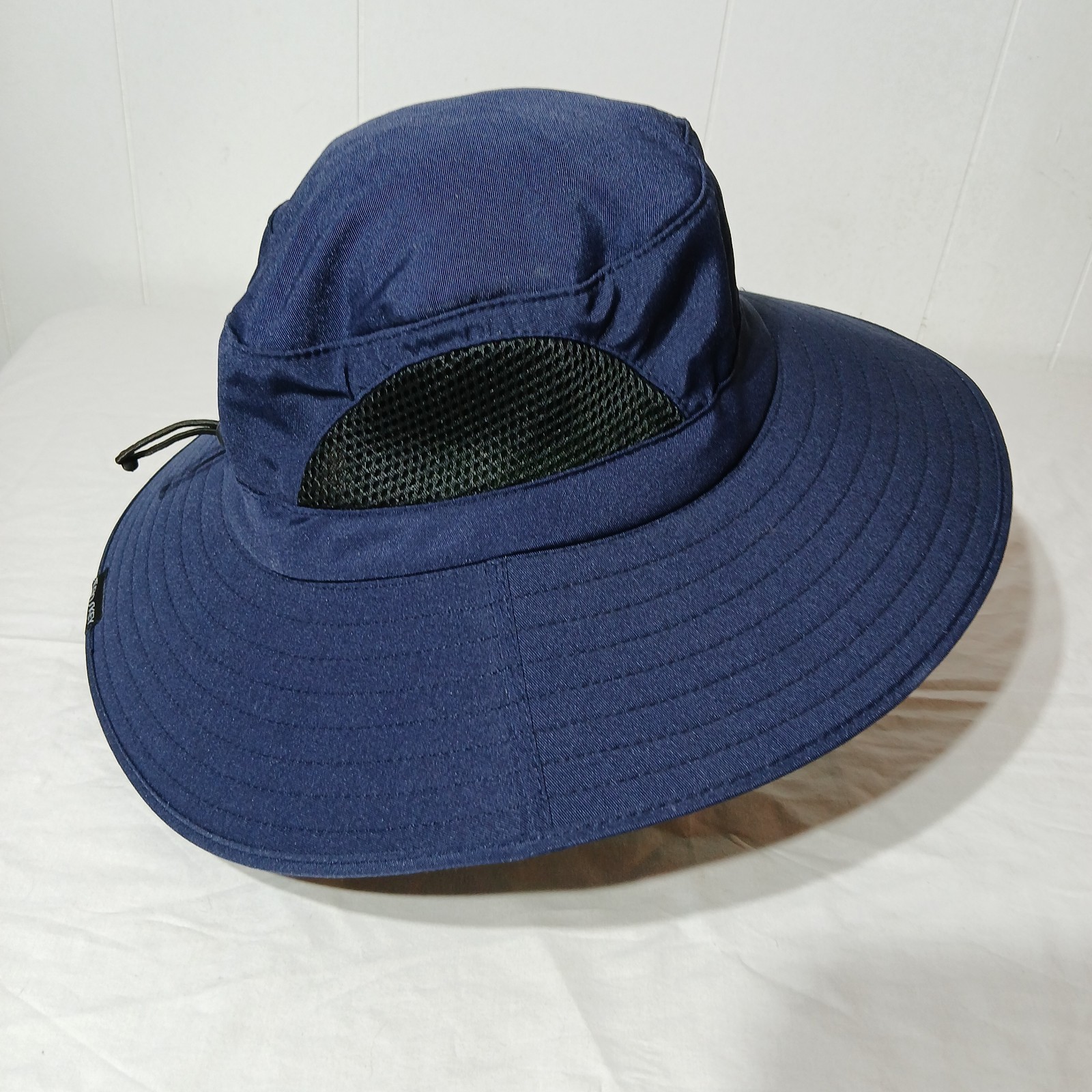 Einskey Vented Wide Brim Hat with Cinch Strap Navy Blue Summer Sun Hat EUC