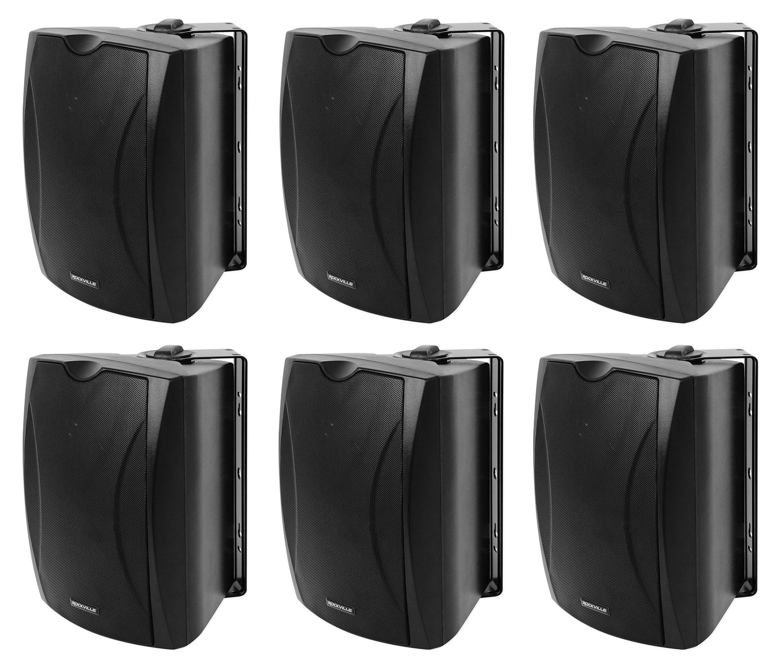 6 Rockville WET-5B 70V 5.25" IPX55 Black Commercial Indoor/Outdoor Wall Speakers