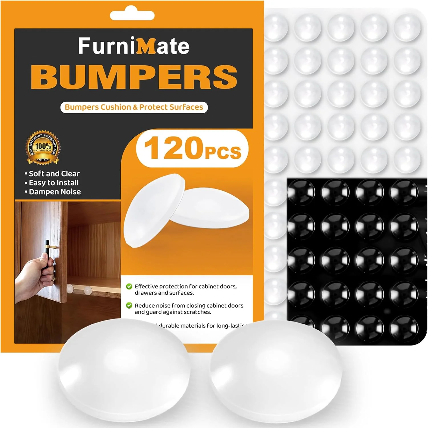 Cabinet Door Bumper, Cabinet Bumpers Clear Rubber Stoppers 120PCS 3/8 Inch |