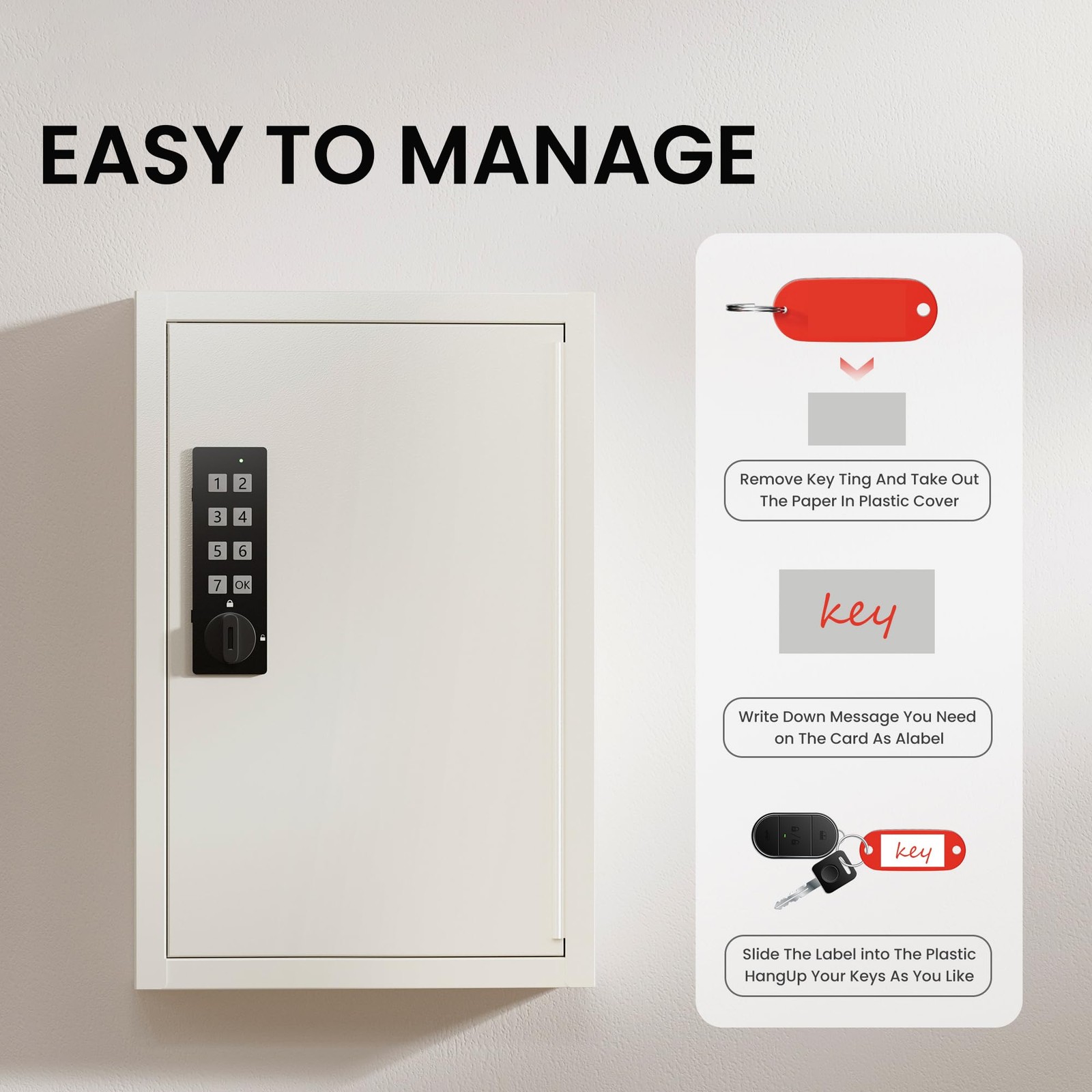 40 Keys Electronic Key Lock Box for Keys with Code Private/Public/Password Hi...