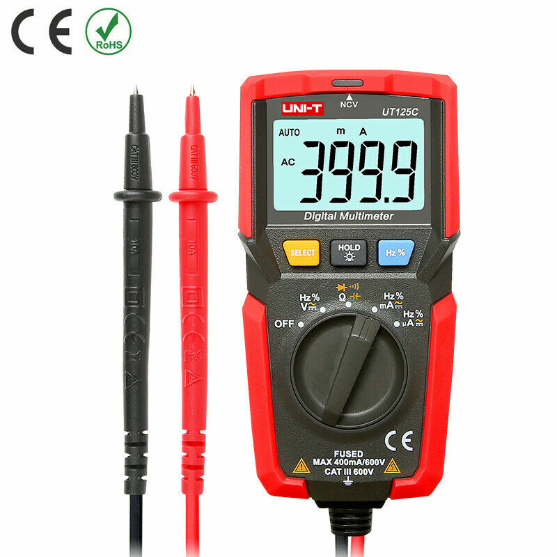 UNI-T UT125C Handheld Auto Range AC/DC Voltage Tester OHM AMP Digital Multime✦Kd