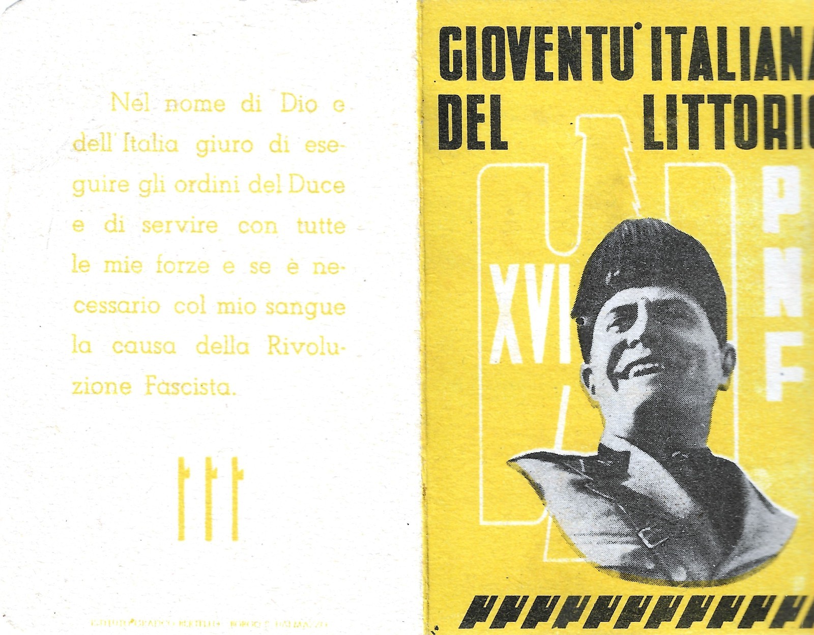 tessera GIL  anno XVI figlio della lupa anno XVI