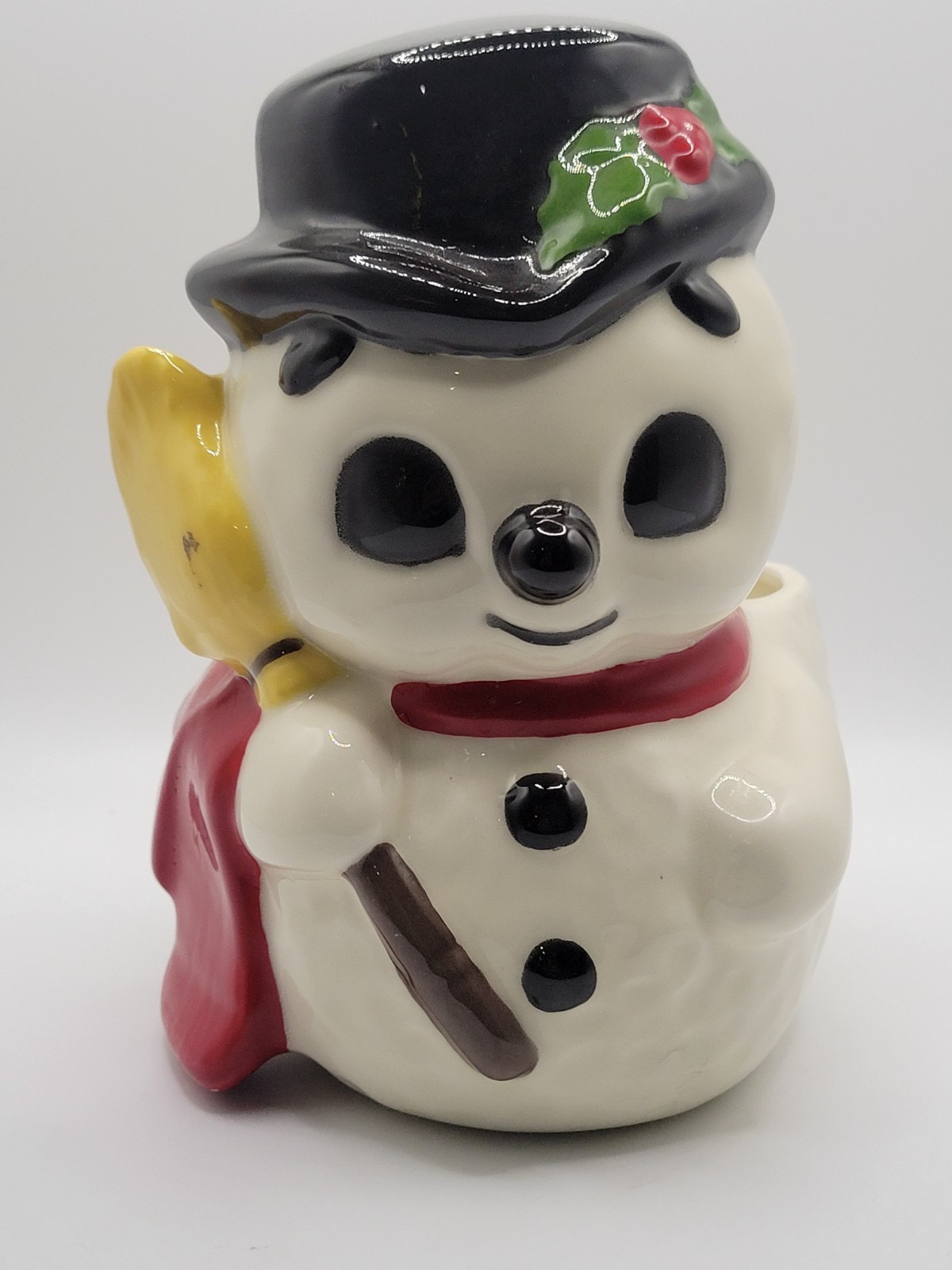 Christmas Snowman Ceramic Planter Holiday Decor