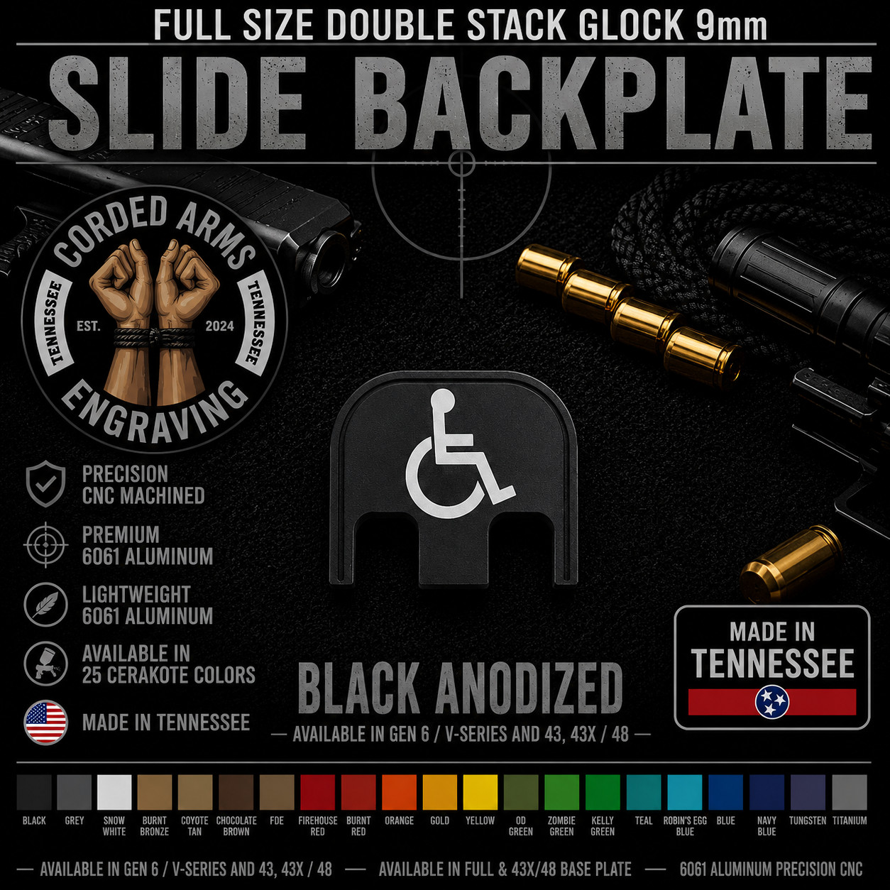Handicap - Glock Rear Slide Plate Back Plate for Full Sized Glocks Gen 1-5