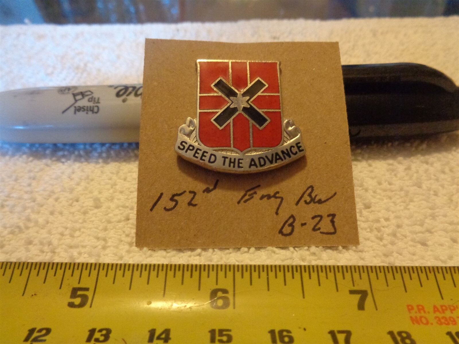 152nd Engineer Battalion B-23 Unit Crest, DI, DUI (DRAW#J4)