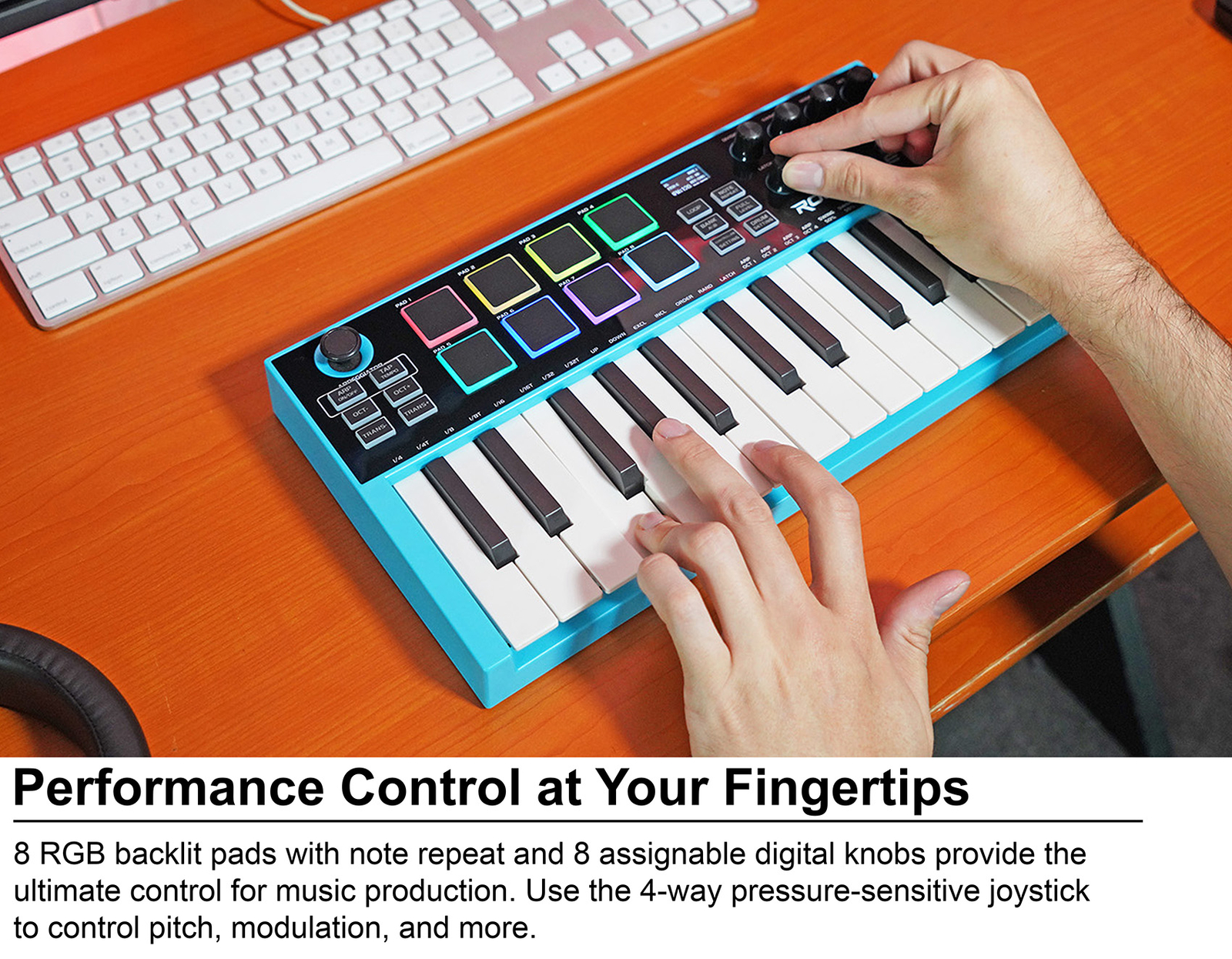 Rockville M25 25 Key USB Wireless Bluetooth MIDI Keyboard Controller+Microphone