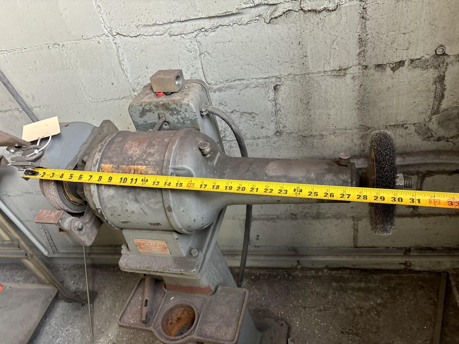 LONG SHAFT GRINDER OR BUFFER ON CAST IRON BASE 3PHASE POWER