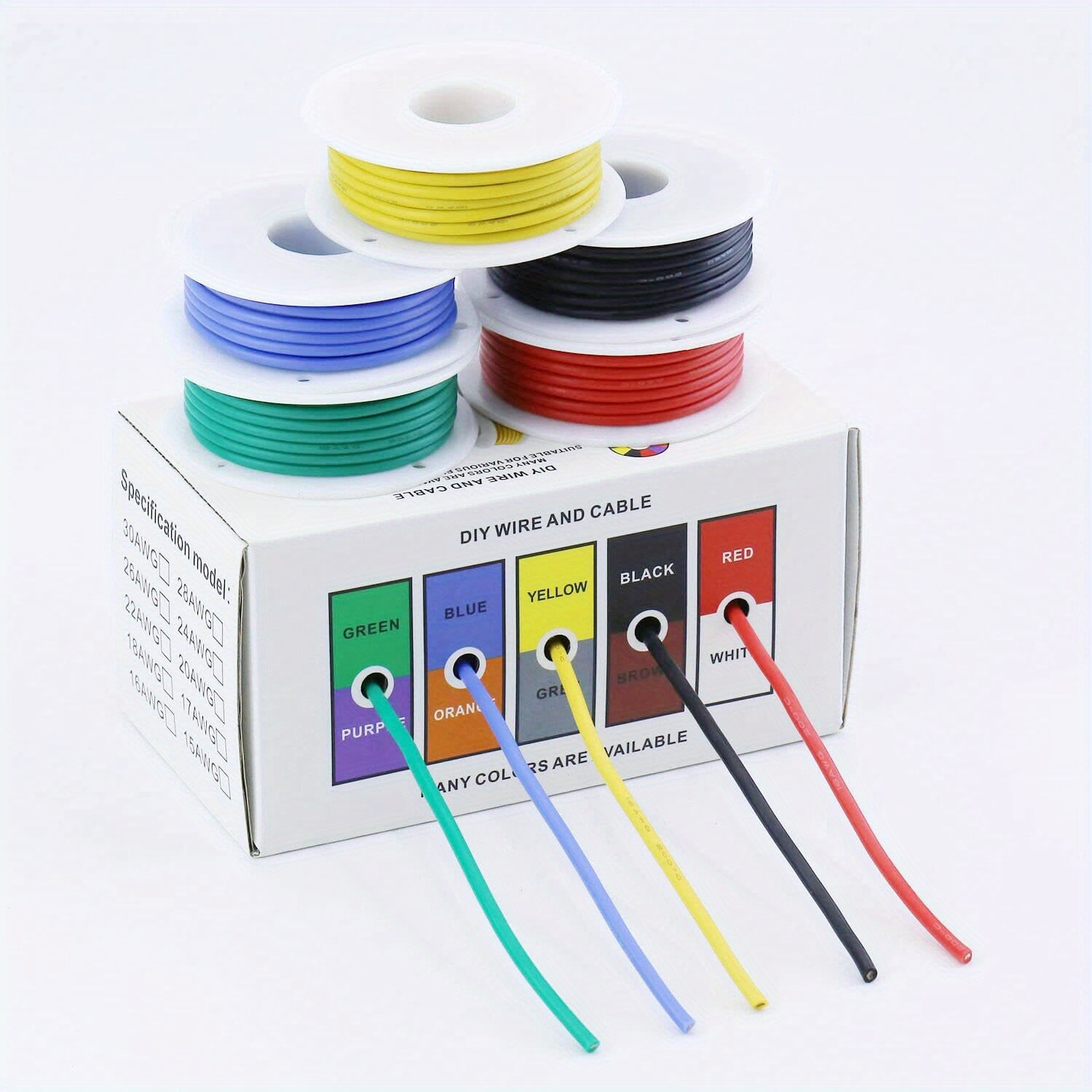 OD:1.5mm 26 AWG Stranded Electrical Silicone Wire Tinned Copper Hook Up Wire DIY