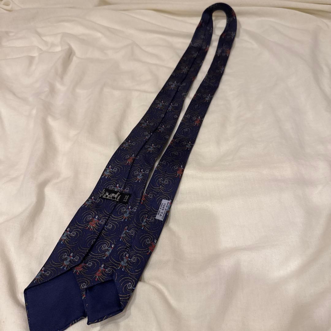 Rare HERMES Tie Octopus Pattern Navy