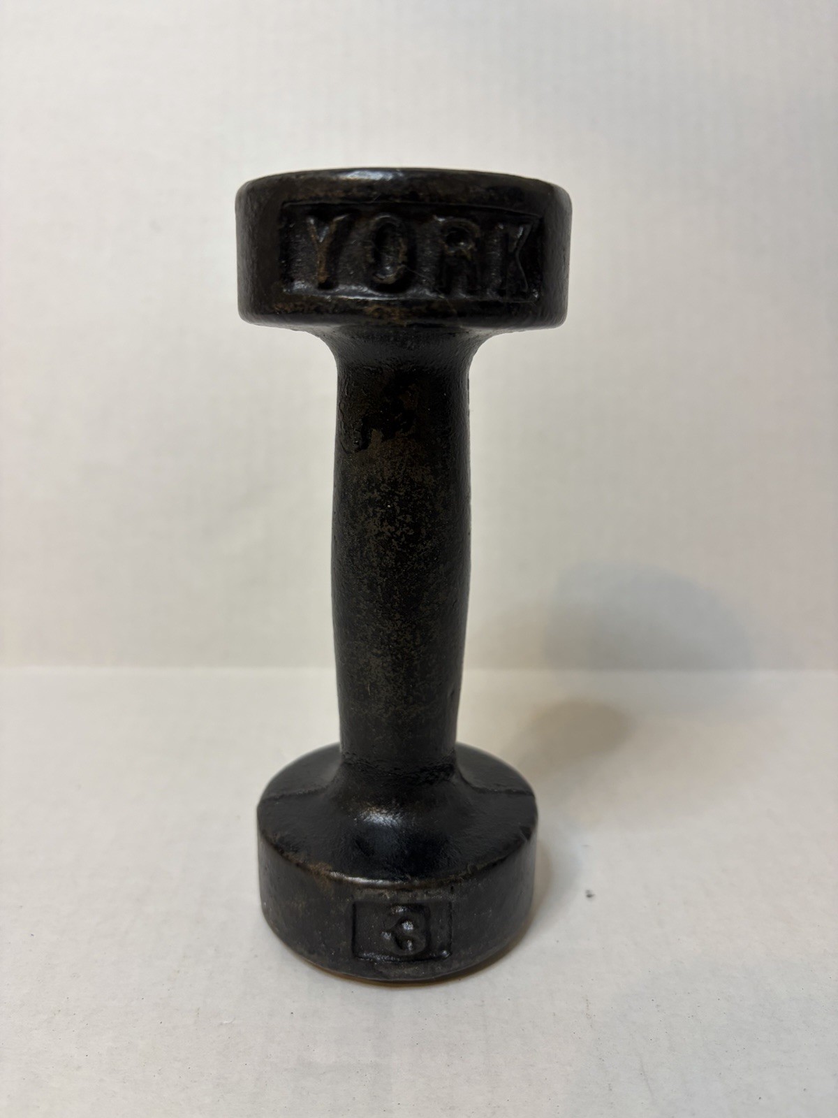 Single (1) Vintage York 3 lb. Pound Dumbbell Weight Cast Iron