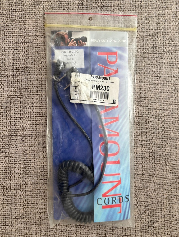 HOUSEHOLD TO PC SYNC CORD- PARAMOUNT- UNUSED-HEAVY DUTY - 3ft coil