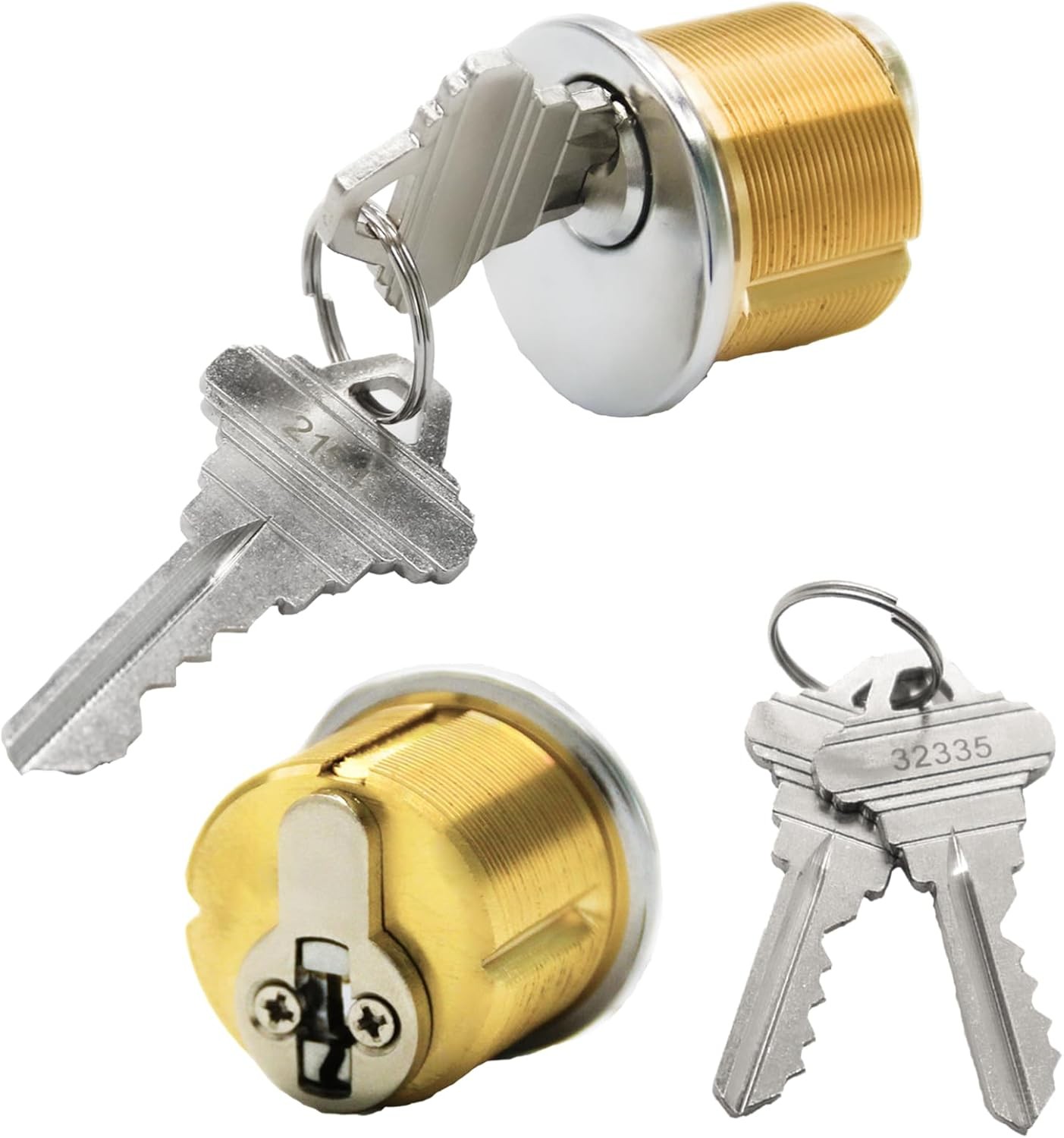 2PCS Brass Mortise Door Cylinder Locks 1 Inch Replacement Lock Mortise Cylinder