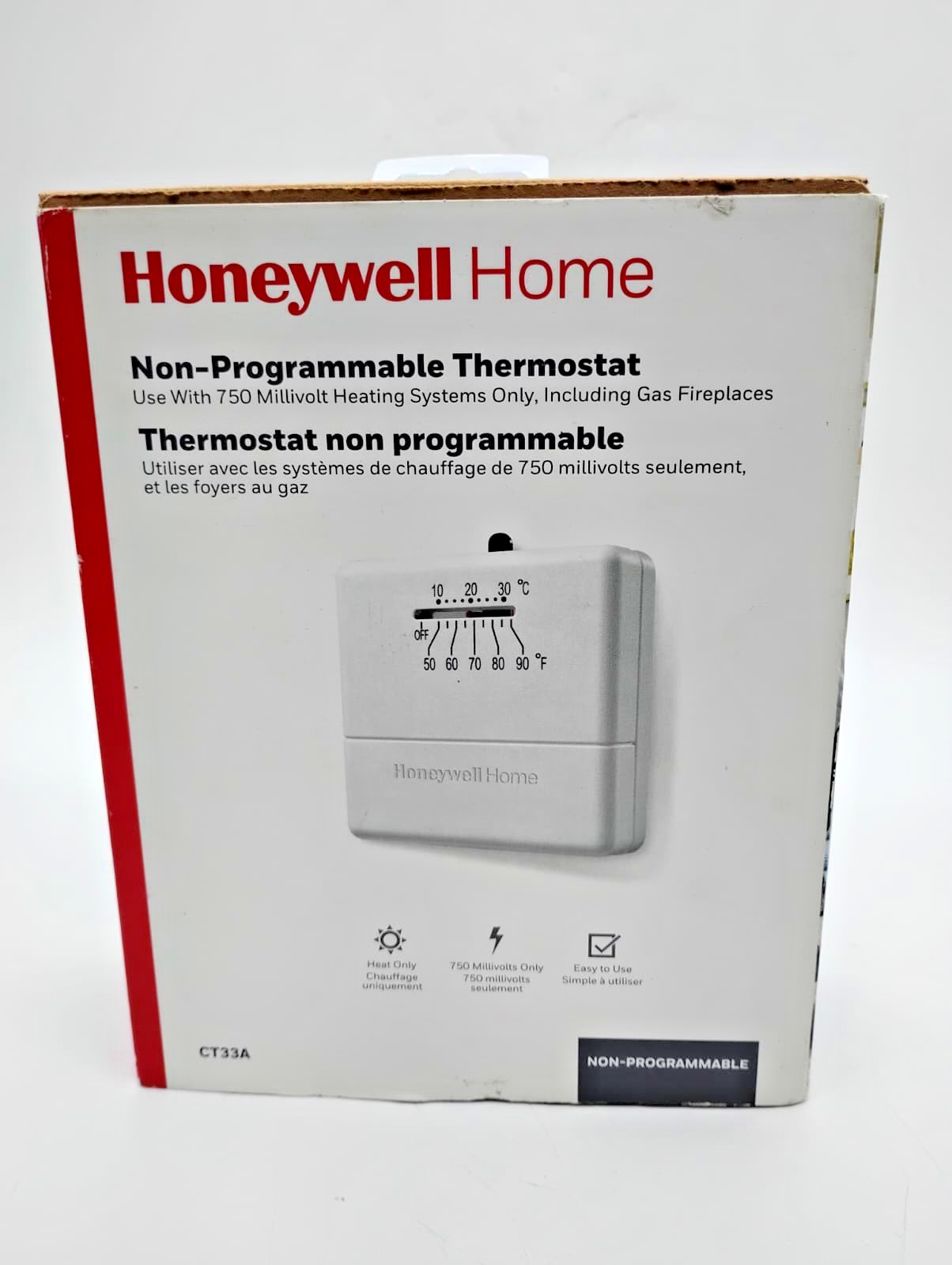 Honeywell Home CT33A1009 Millivolt Heat Only Non-Programmable Thermostat White