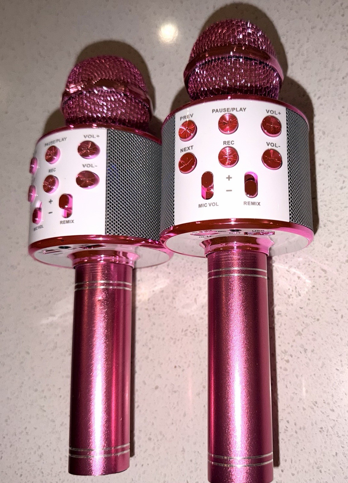 Vivitar MDR85072Z 2-Pack Pink Karaoke Microphones w/ Built-In Speaker, USB