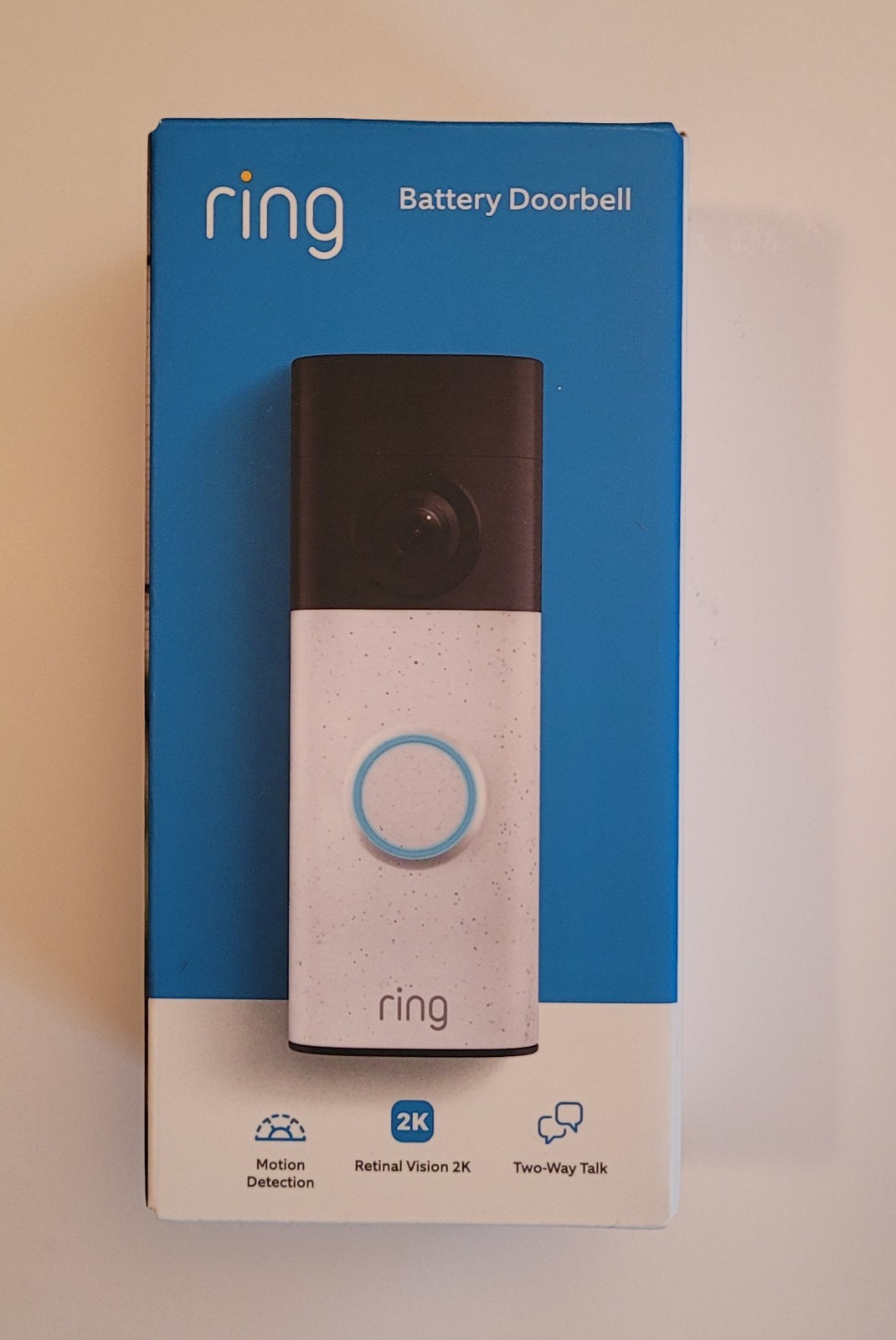 Ring Battery Doorbell — Two-Way Talk, and Built-In Battery, Speckled White