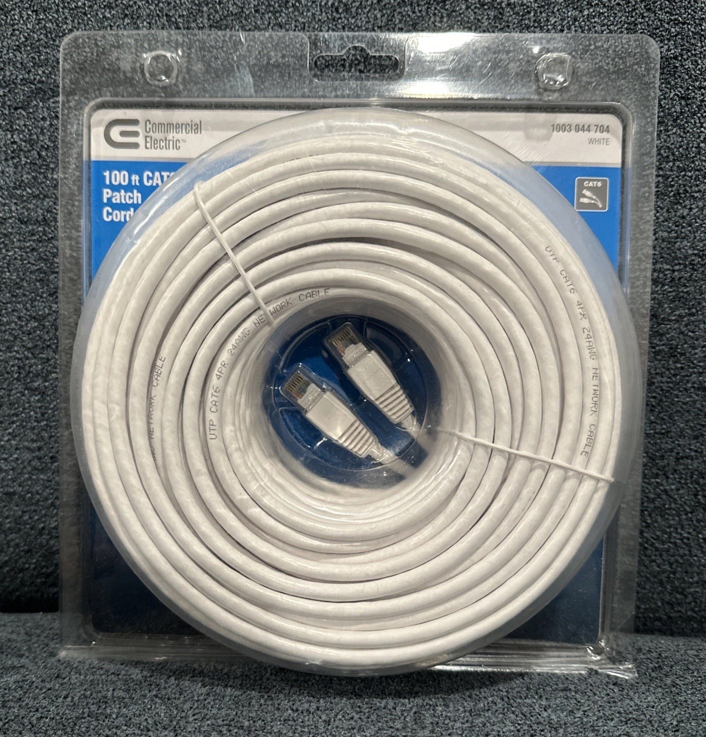 Commercial Electric CAT6 Ethernet Cable 100 ft – White – Brand New Sealed