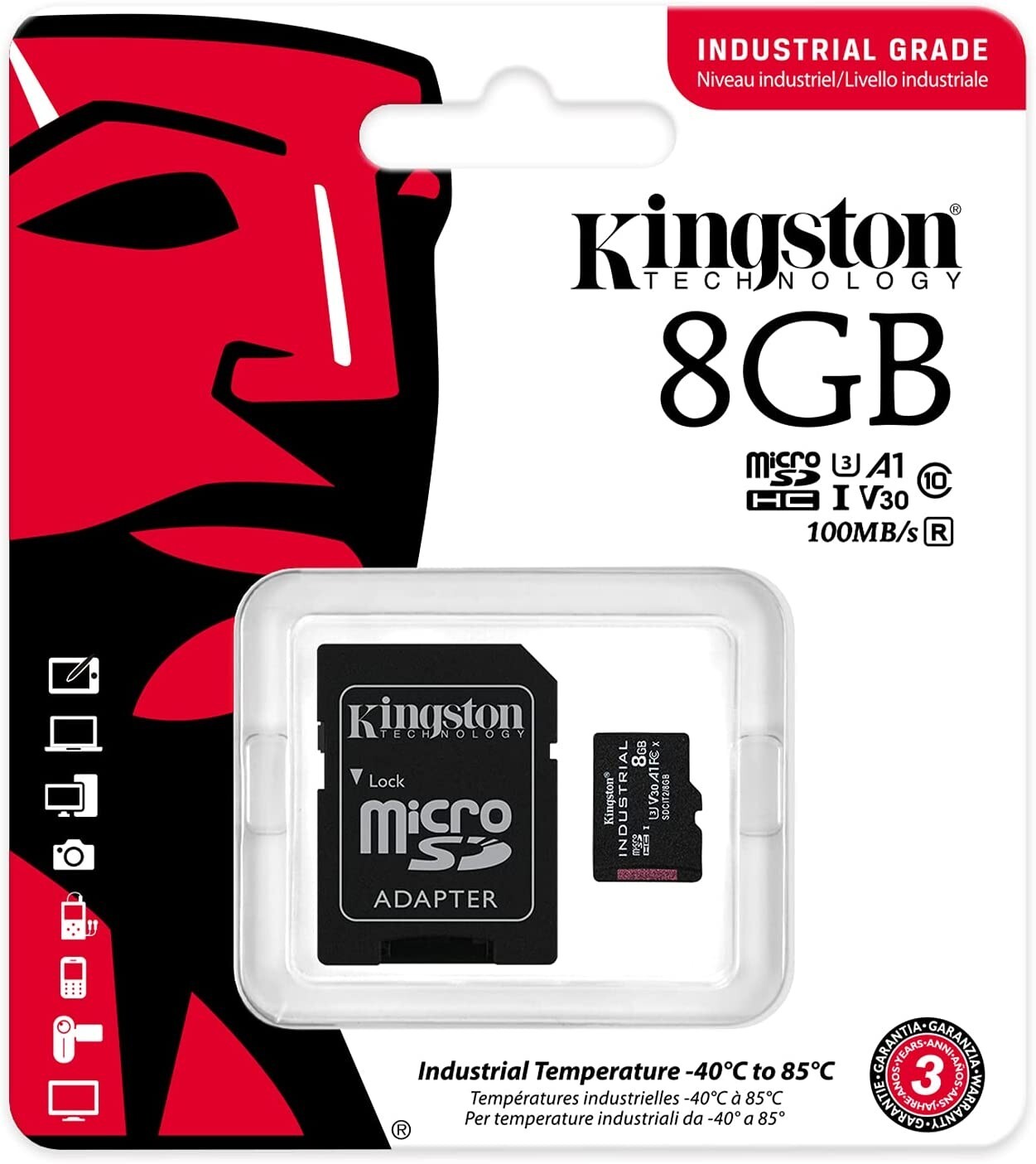 Kingston Industrial 8GB MicroSD Card for Extreme Temperatures Xray & Shock Proof
