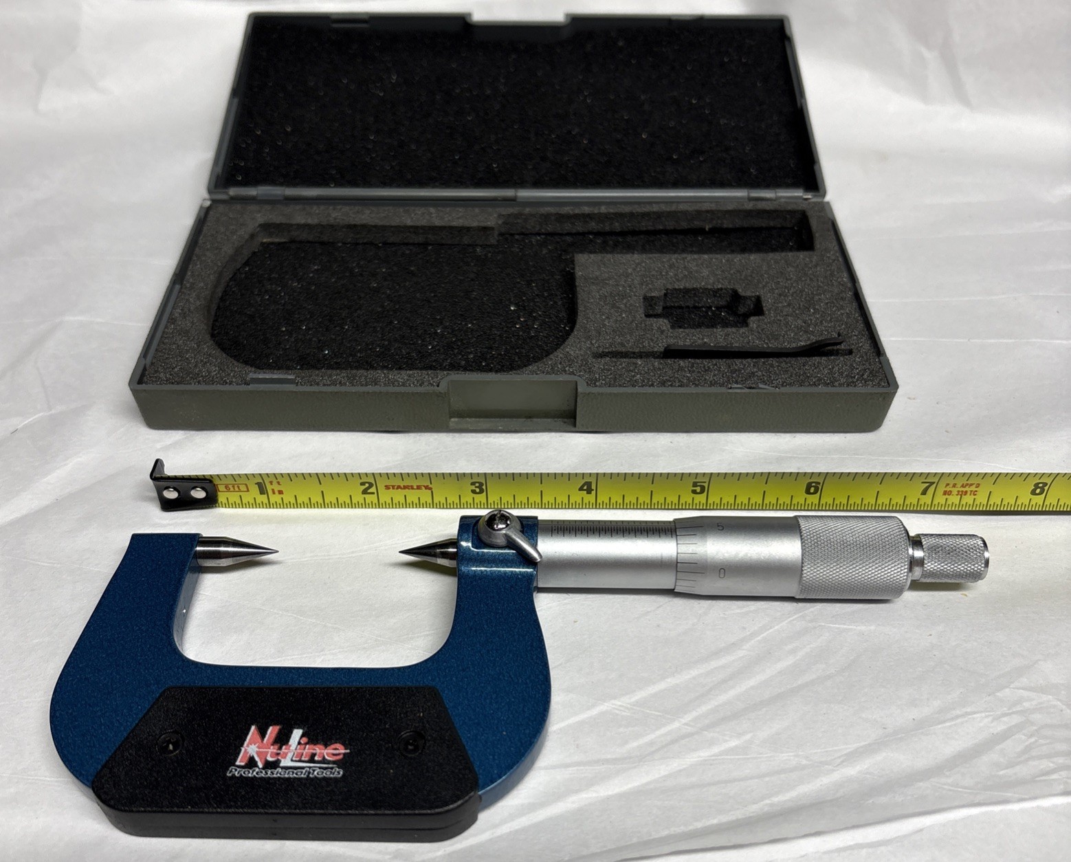 NULINE PRECISION 15° POINT MICROMETER 0-1" RANGE .001" GRADS W/case & Wrench