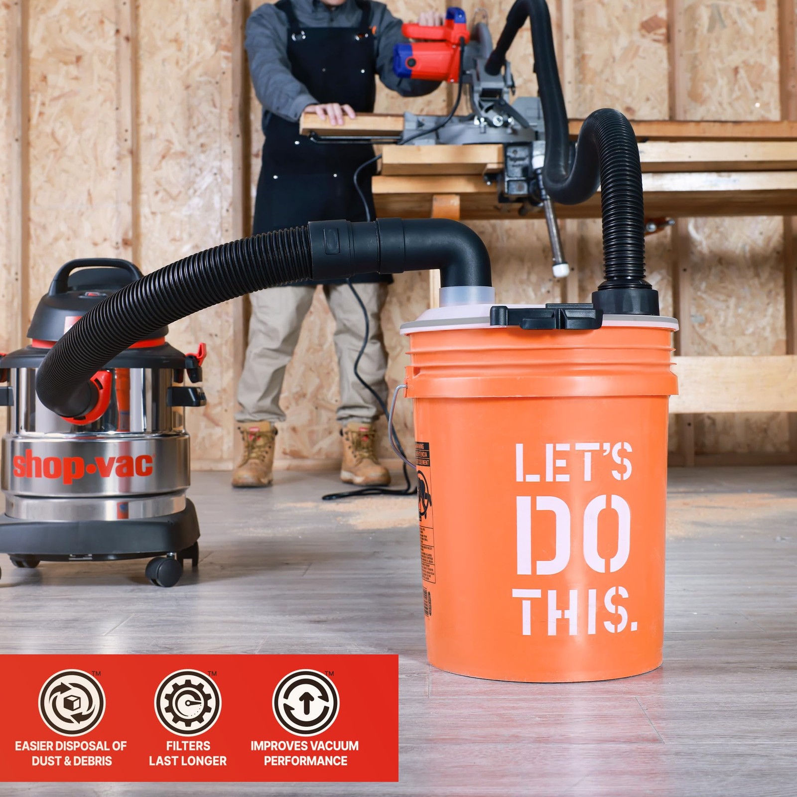 Shop-Vac Dust Collector, Portable Collector for Woodworking, Fits 5 gal